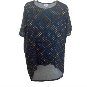 LuLaRoe | Navy & Mustard Abstract Square Irma Top